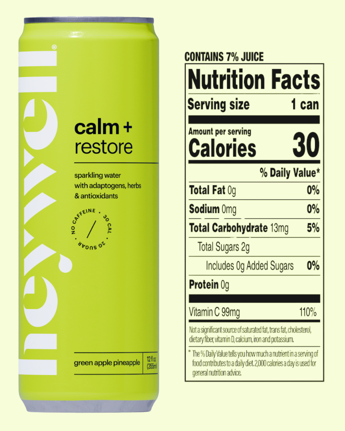 Calm + Restore Green Apple Pineapple - 12 pack 12 oz cans
