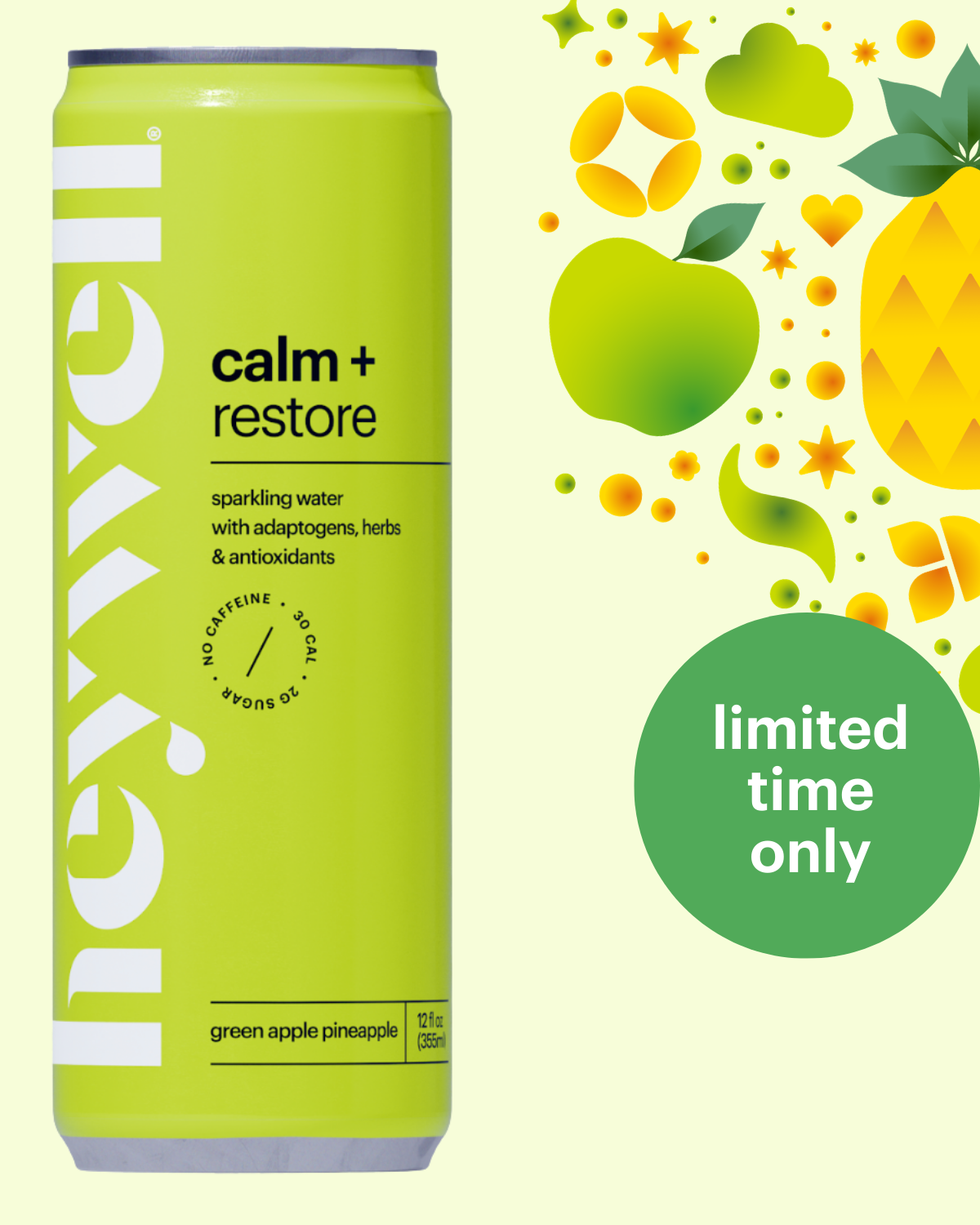 Calm + Restore Green Apple Pineapple - 12 pack 12 oz cans